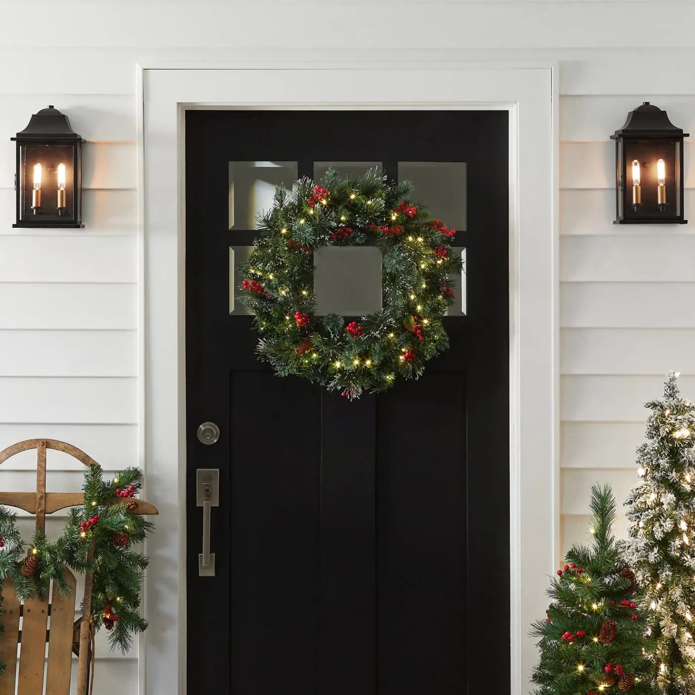 National Tree Company 24 in. Pre-Lit Wintry Pine Wreath with LED Lights