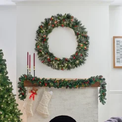 National Tree Company 48 in. Pre-Lit Wintry Pine Wreath with Clear Lights