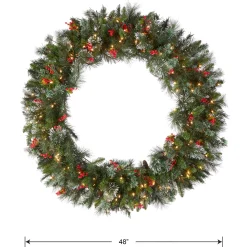 National Tree Company 48 in. Pre-Lit Wintry Pine Wreath with Clear Lights