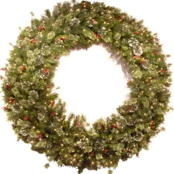 National Tree Company 60 in. Pre-Lit Wintry Pine Wreath with Clear Lights