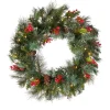 National Tree Company 24 in. Pre-Lit Wintry Pine Wreath with Clear Lights