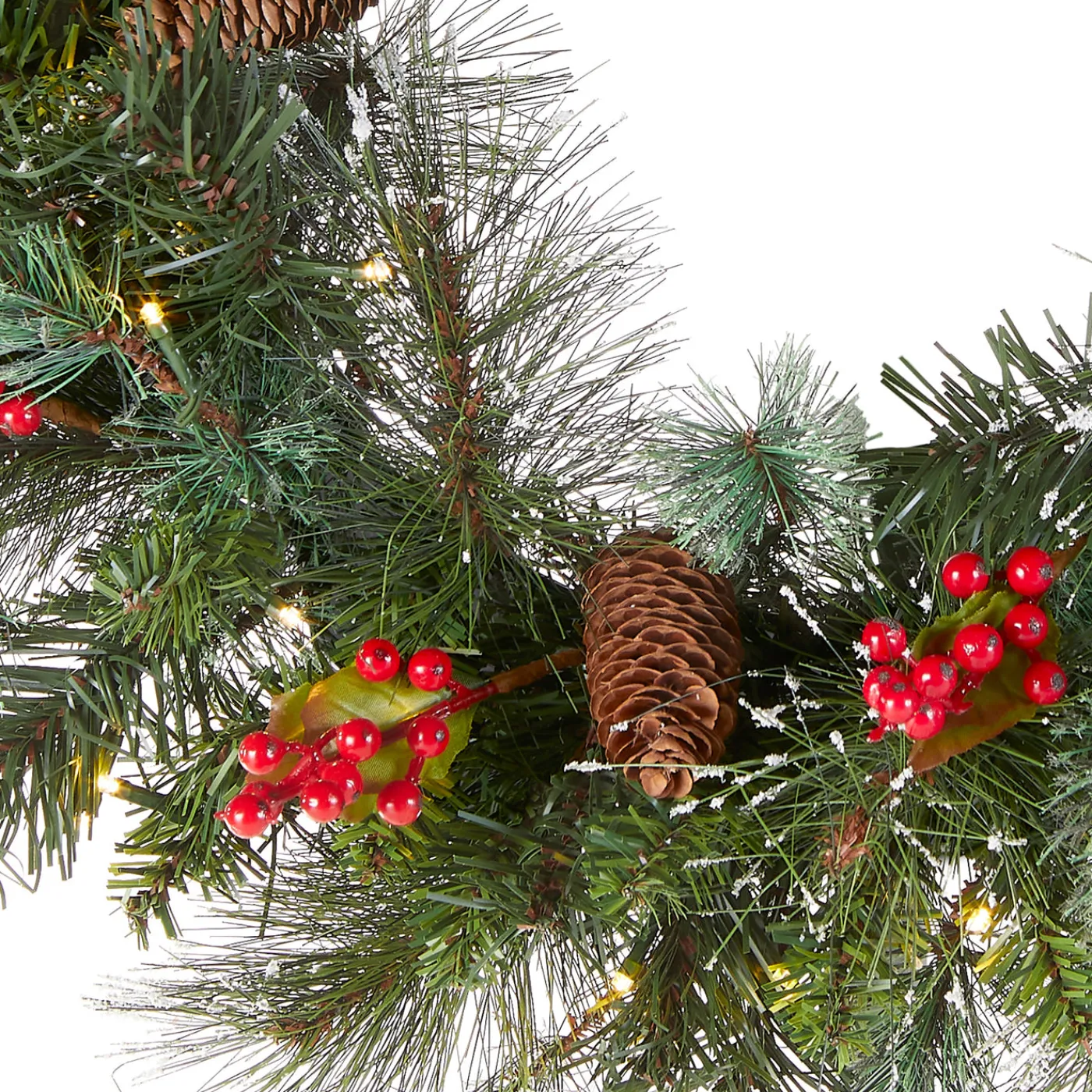National Tree Company 24 in. Pre-Lit Wintry Pine Wreath with Clear Lights