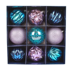 National Tree Company 13 in. Purple Xmas Ball Decor Set