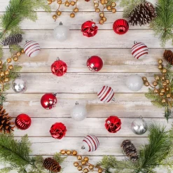 National Tree Company 19 in. Red Xmas Ball Decor Set