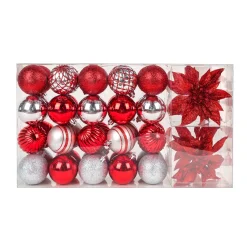 National Tree Company 10 in. Red Xmas Ball Set, Shatterproof