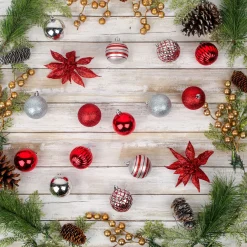 National Tree Company 10 in. Red Xmas Ball Set, Shatterproof