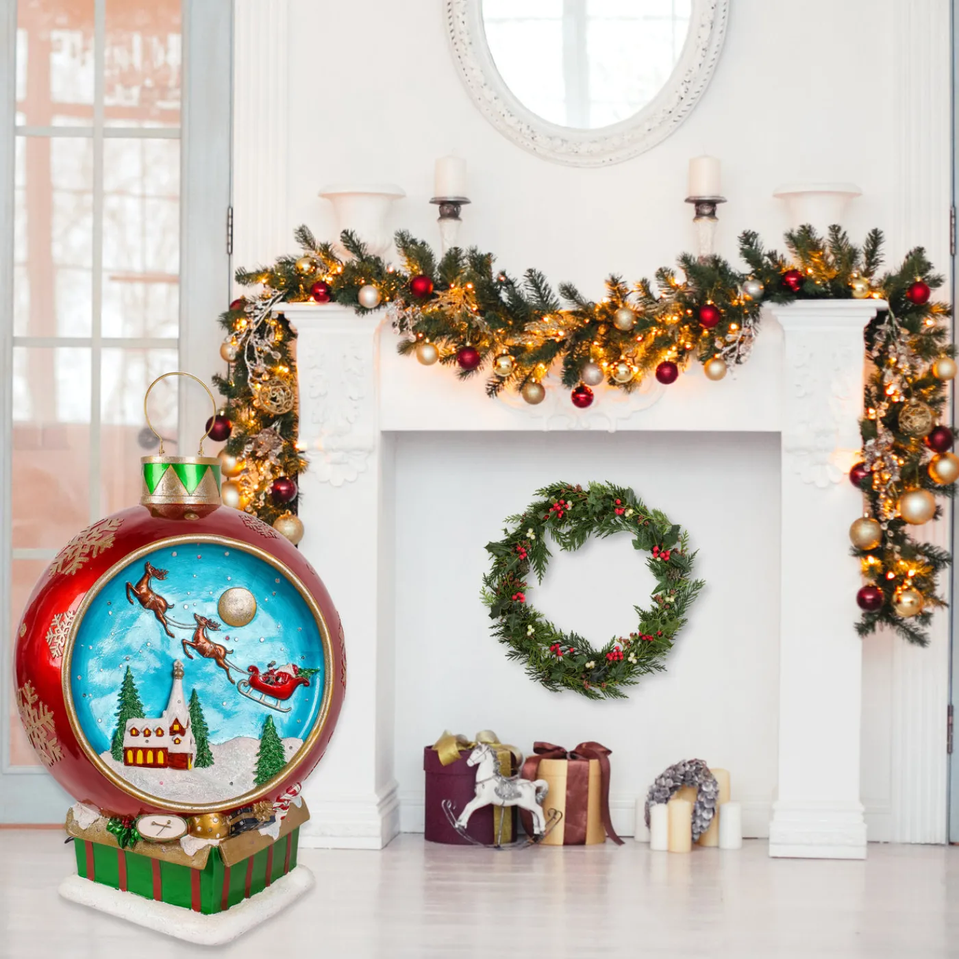 National Tree Company 34 in. Santas Sleigh Ornament with Multicolor Lights and Music