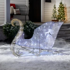 National Tree Company 48 in. Santas Sleigh with Cool White LED Lights