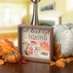 National Tree Company 8 in. Shadow Box with Cute Squirrel Hanging Wall Art Fall Decoration