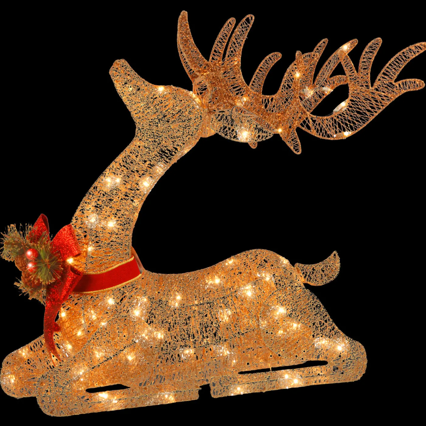 National Tree Company 31 in. Sisal Splendor Champagne Lying Deer