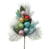 National Tree Company 29 in. Snowy Pine Decorated Branch Spray with Snow Covered Bristles, Gold Sprouts