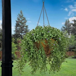 National Tree Company 18 in. Spring Argentea Hanging Plant with Purple Flowers
