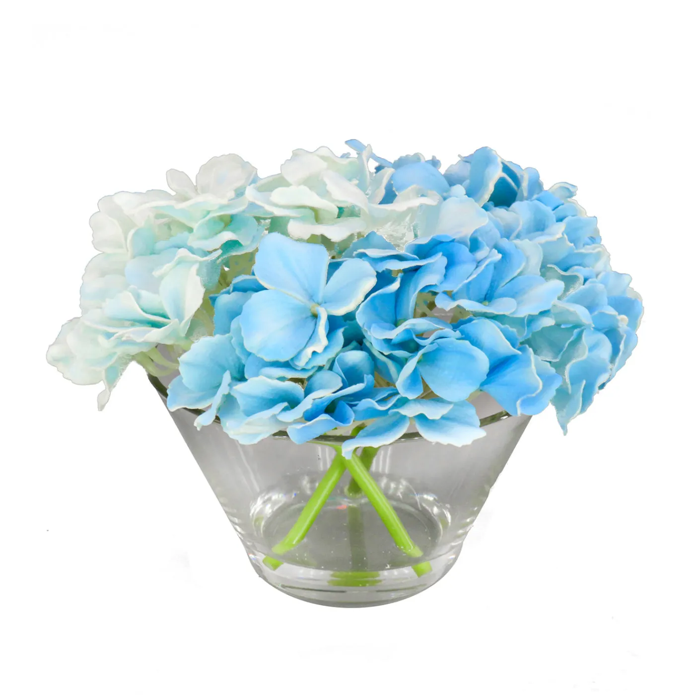 National Tree Company 8 in. Spring Blue Hydrangea Bouquet in Glass Vase