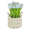 National Tree Company 10 in. Spring Blue Tulip Bouquet in Metal Pot