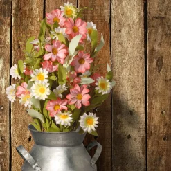 National Tree Company 16 in. Spring Bouquet with Pink and White Daisy Flowers