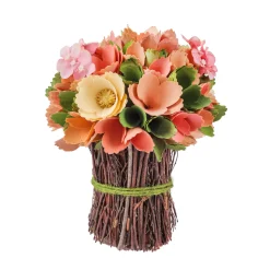 National Tree Company 9 in. Spring Colorful Pink Floral Bouquet