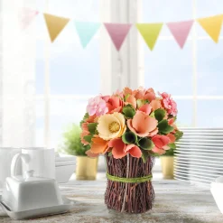 National Tree Company 9 in. Spring Colorful Pink Floral Bouquet