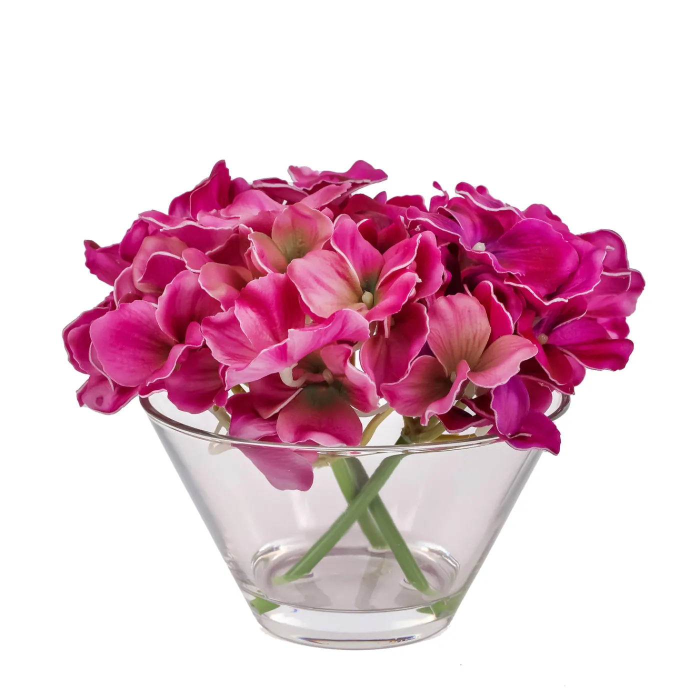 National Tree Company 8 in. Spring Dark Purple Hydrangea Bouquet in Glass Vase