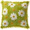 National Tree Company 16 in. Spring Decorative Pillow with Daisy Flower Bloom Embroidery