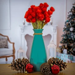 National Tree Company 16 in. Spring Dried Red Capeblumen Flowers Bouquet