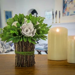 National Tree Company 9 in. Spring Floral Bundle with Floral Blooms, Twig Base