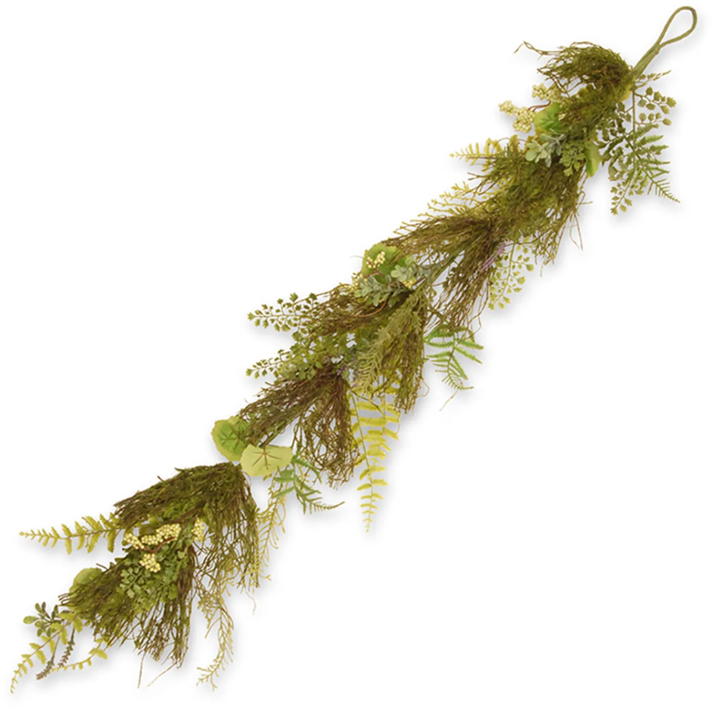 National Tree Company 45 in. Spring Garland with Fern Leaves, Lavender, Leafy Greens