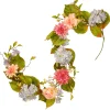 National Tree Company 70 in. Spring Garland with Multicolor Hydrangea, Rose and Dahlia Blooms, Berry Clusters, Leafy Greens
