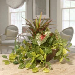 National Tree Company 9 in Spring Hanging Basket with Green Leaf Plants, Vines in a Brown Pot