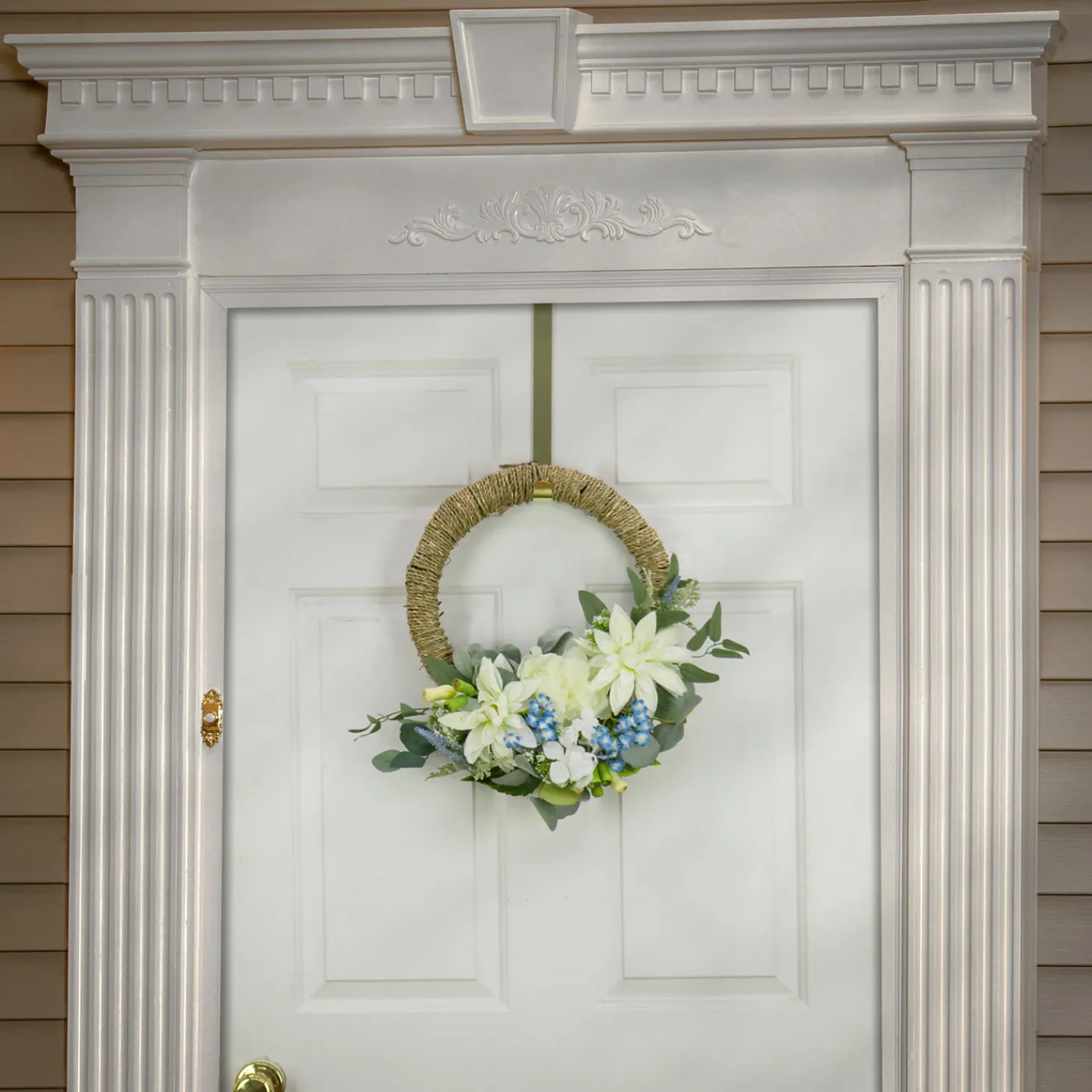 National Tree Company 20 in. Spring Hoop Wreath with Dahlia, Peony, and Hydrangea Blooms