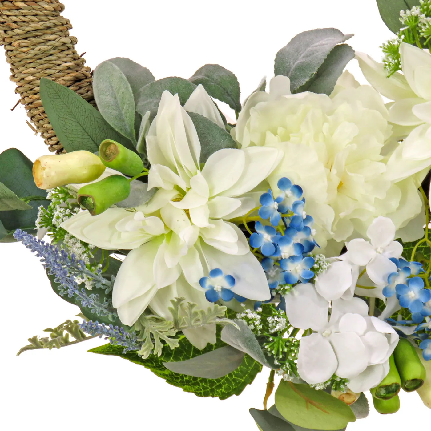 National Tree Company 20 in. Spring Hoop Wreath with Dahlia, Peony, and Hydrangea Blooms