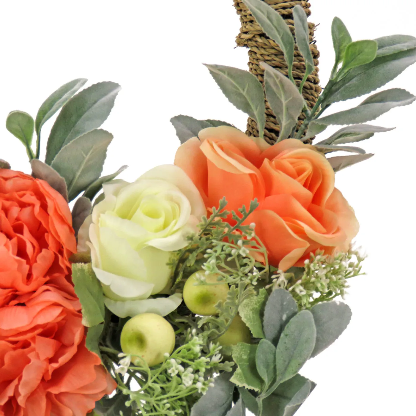 National Tree Company 20 in. Spring Hoop Wreath with Peony, Rose, and Lamb's Ear Flower Blooms
