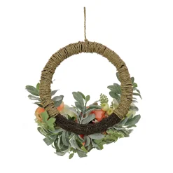 National Tree Company 20 in. Spring Hoop Wreath with Peony, Rose, and Lamb's Ear Flower Blooms