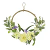National Tree Company 18 in. Spring Hoop Wreath with Peony Flower Blooms, Mini Blossoms, and Flowing Green Stems