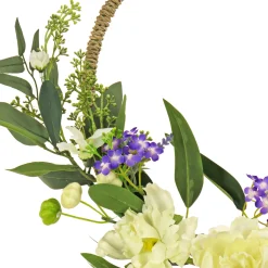 National Tree Company 18 in. Spring Hoop Wreath with Peony Flower Blooms, Mini Blossoms, and Flowing Green Stems