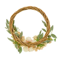 National Tree Company 19 in. Spring Hoop Wreath with Wild Rose and Peony Flowers