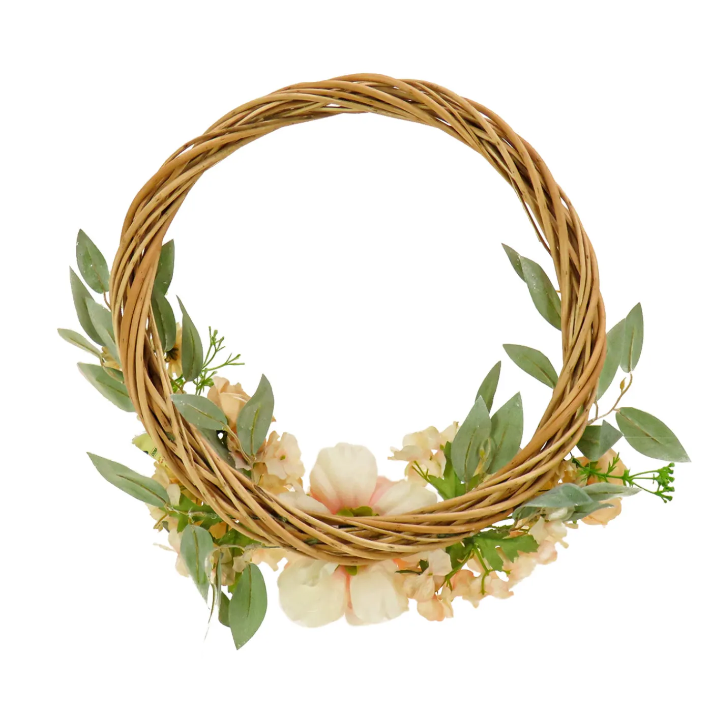 National Tree Company 19 in. Spring Hoop Wreath with Wild Rose and Peony Flowers