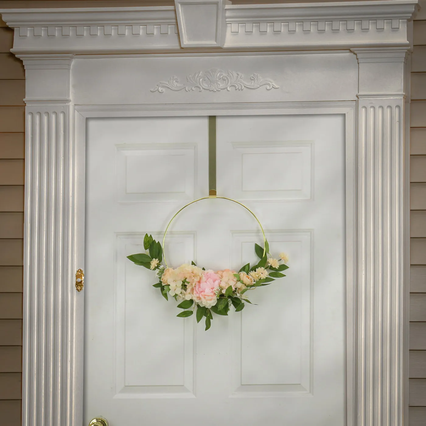 National Tree Company 18 in. Spring Hoop Wreath with Peony, Rose and Pom Pom