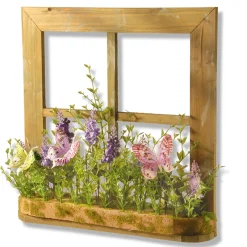 National Tree Company 14 in. Spring Lavender Flowers and Butterflies Window Decoration