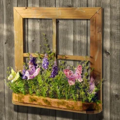National Tree Company 14 in. Spring Lavender Flowers and Butterflies Window Decoration