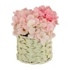 National Tree Company 10 in. Spring Light Pink Hydrangea Bouquet in White Basket
