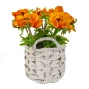 National Tree Company 10 in. Spring Orange Anemone Flower Bouquet in White Basket