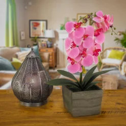 National Tree Company 21 in. Spring Pink Orchid Flower in Wood Box