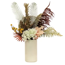 National Tree Company 31 in. Spring Potted Plant Table Decoration with Fern Branches, Hydrangea Blooms