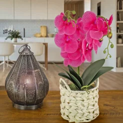 National Tree Company 21 in. Spring Purple Orchid in White Basket