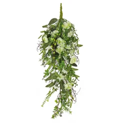 National Tree Company 28 in. Spring Teardrop Wall Hanging Decoration with Flower Blooms, Berries, Leafy Greens