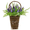 National Tree Company 20 in. Spring Wall Hanging Basket with Astilbe Flowers, Ferns, Leafy Greens