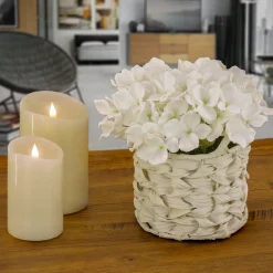 National Tree Company 10 in. Spring White Hydrangea Bouquet in White Basket