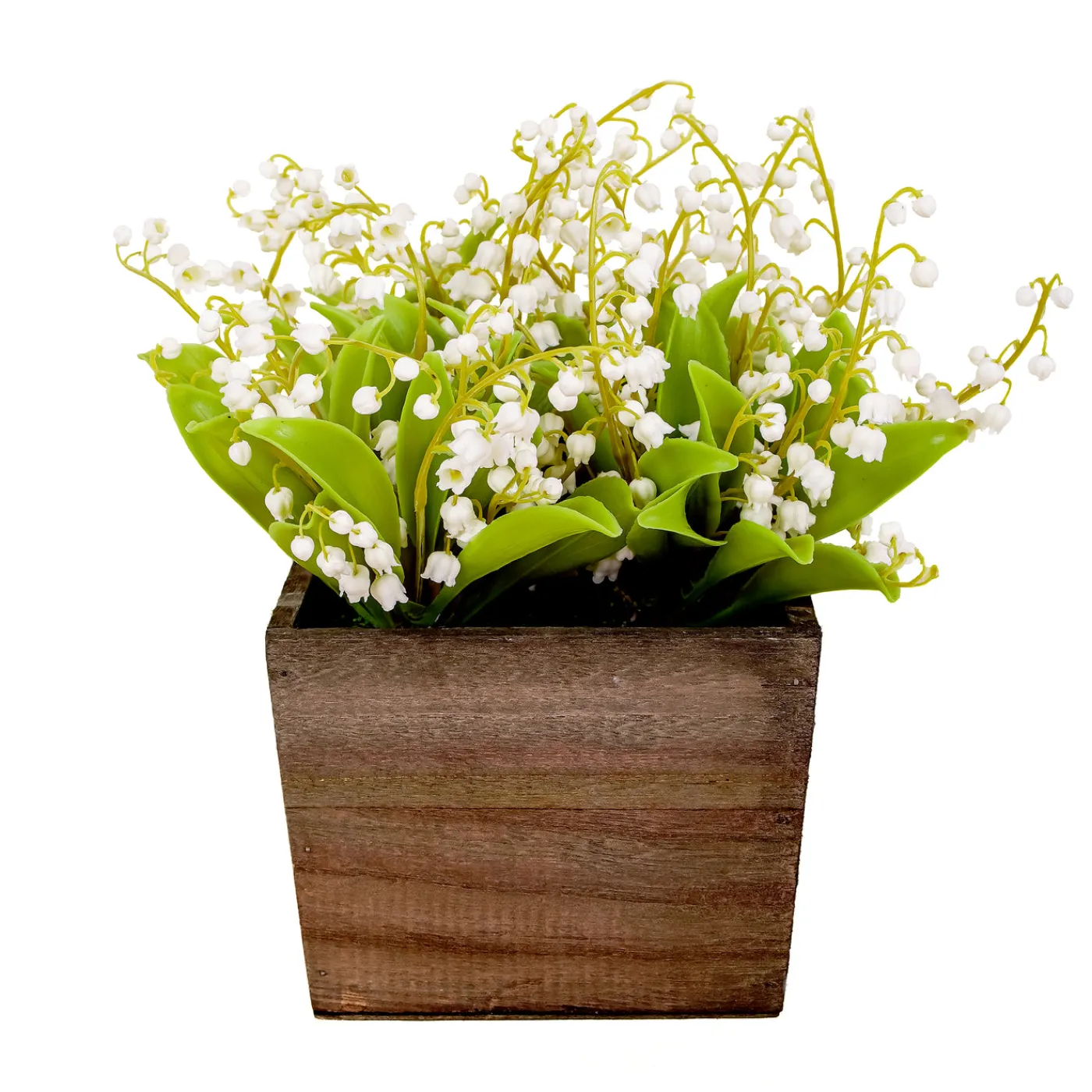 National Tree Company 10 in. Spring White Lily-of-the-Valley Flowers in Wood Box