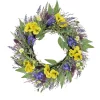 National Tree Company 22 in. Spring Wreath with Pansy Blooms, Lavender, and Assorted Blossoms