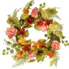 National Tree Company 22 in. Spring Wreath with Assorted Flowers, Fern Fronds, and Leafy Greens